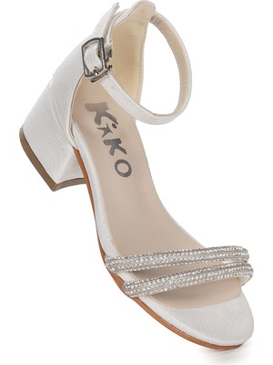 Kiko Kids Sarer Vakko Taşlı Kız Çocuk 3 Cm Topuklu Sandalet Abiye Ayakkabı