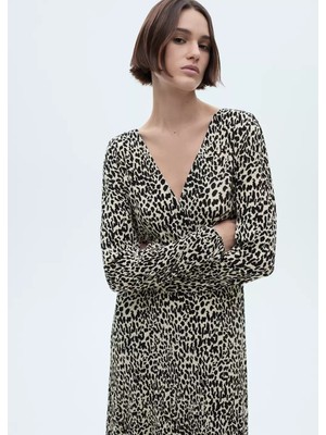 Mango Uzun Leopar Elbise