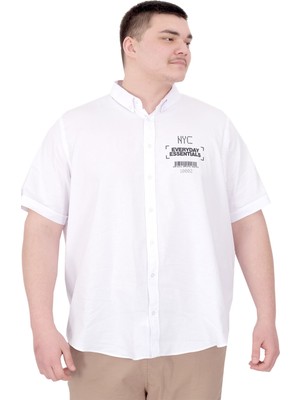 ModeXL Mode Xl Büyük Beden Erkek Gabardin Gömlek Everyday Essentials U25602 Beyaz