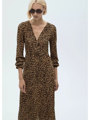 Mango Uzun Leopar Elbise