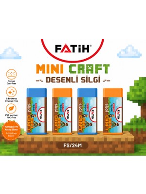 Danacı Kırtasiye Fatih Mini Craft Desenli Silgi Tozsuz Iz Bırakmaz Pvc Içermez Yumuşak Silgi 4 Adet
