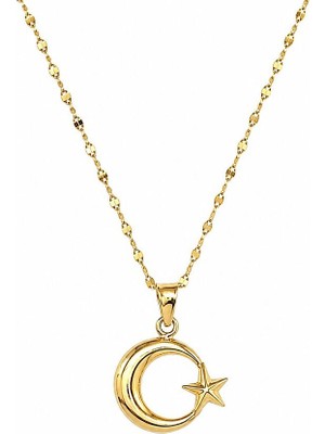 Sembol Gold 14 Ayar Ay Yıldız Altın Kolye 45 cm
