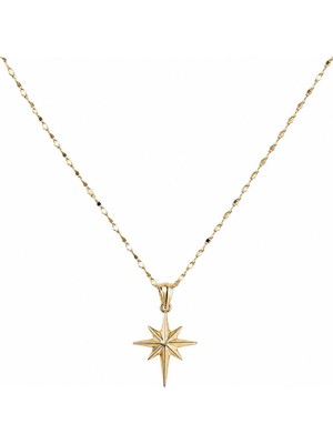 Sembol Gold 14 Ayar Kutup Yıldızı Altın Kolye 50 cm Zarif Minimal Model