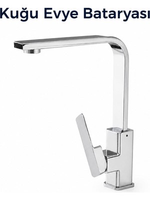 Badem10 Kuğu Evye Bataryası Mutfak Musluğu Lavabo Armatürü Sıcak Soğuk Su Uyumlu Modern Şık Tasarım