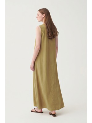 Allday  Soft Yeşil Basic Kolsuz Elbise