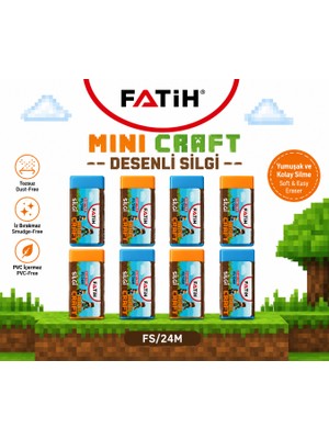 Danacı Kırtasiye Fatih Mini Craft Desenli Silgi 8'li Set – Tozsuz, Pvc Içermez, Yumuşak Silgi