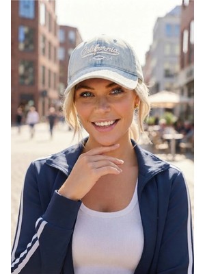 Tezzgelsin Kadın California Nakışlı Vintage Denim Şapka Eskitme Kot Baseball Kep Şapka
