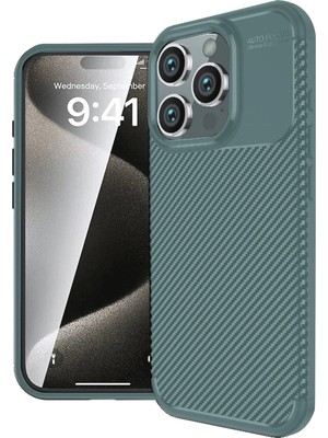 Ankaverse®  iPhone 16 Pro Max Kılıf Auto Focus Karbon Kapak - Koyu Yeşil