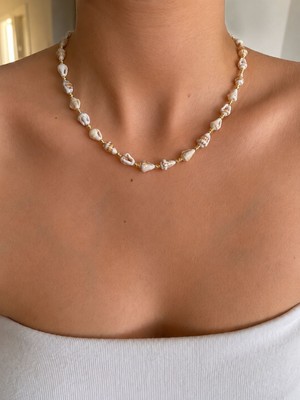 Sun Jewellery Deniz Kabuğu Boncuklu Gold Detaylı Çelik Kolye
