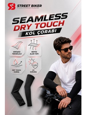 Street Biker Güneş Koruyucu Spor Kolluk Dry Touch Motosiklet / Bisiklet Kol Çorabı - Dört Mevsim Siyah
