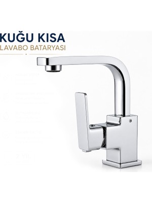 Badem10 Kuğu Kısa Lavabo Bataryası Krom Kaplama Döner Başlıklı Şık Kullanışlı Mutfak Banyo Musluğu