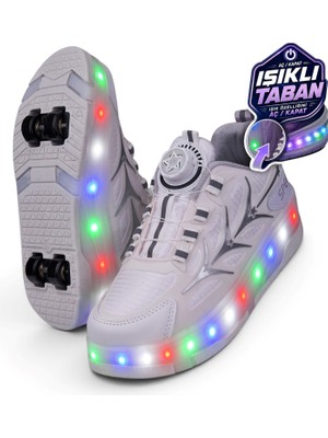 Nstil Unisex Yetişkin Çocuk Spor Ayakkabı Akıllı Bağcıklı Çıkarılabilen Patenli Işıklı Sneaker 003