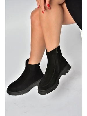 Fox Shoes Z555657302 Siyah Hakiki Deri Süet Kadın Bot