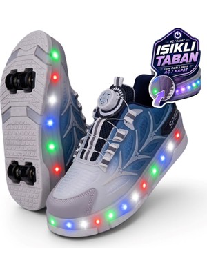 Nstil Unisex Yetişkin Çocuk Spor Ayakkabı Akıllı Bağcıklı Çıkarılabilen Patenli Işıklı Sneaker 003