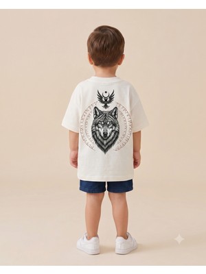 Babytex Kurt ve Göktürk Temalı Baskılı Çocuk Oversize Tişört %100 Pamuk Unisex Tişört