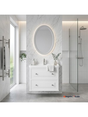 Kale Miro 80 Cm Mat Beyaz Banyo Dolabı Takımı