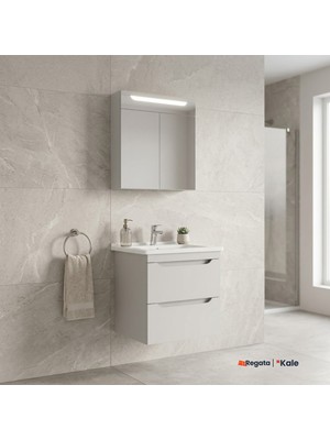 Kale Casilla 65 cm Satin Gri Banyo Dolabı Takımı (Ayna Dolabı)
