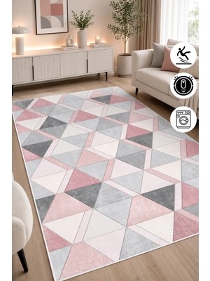 Pelura Halı Geometrik Desen Dijital Baskılı Dekoratif Kaymaz Taban Yıkanabilir Halı Salon Oturma Odası Halısı Yolluk