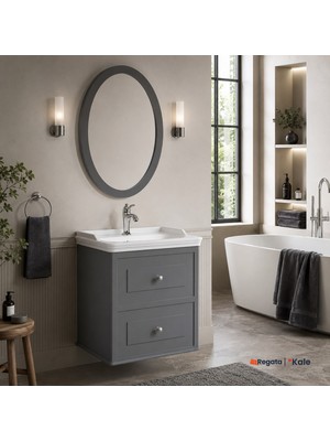 Kale Miro 65 Cm Mat Gri Banyo Dolabı Takımı