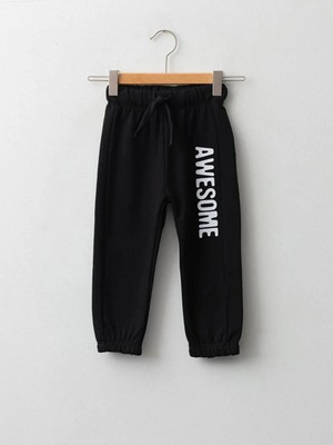 LC Waikiki Lcw Baby Siyah Beli Lastikli Baskılı Erkek Bebek Jogger Eşofman Alt