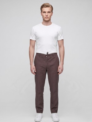 Plus Scorpion Erkek Keten Pantolon – Bağcıklı Bel, Slim Fit Rahat Kesim Yazlık Pantolon