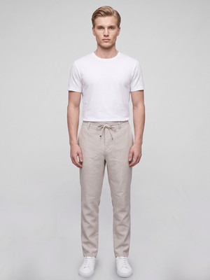 Plus Scorpion Erkek Keten Pantolon – Bağcıklı Bel, Slim Fit Rahat Kesim Yazlık Pantolon