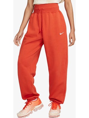 Nike Sportswear Phoenix Fleece High Rise Oversized Şardonlu Büyük Beden Yüksek Bel Kadın Eşofman Altı Turuncu
