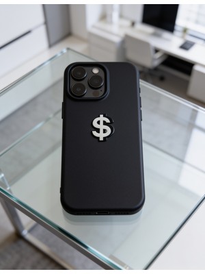 Zaytoon Dolar Sembolu Beyaz Rengi Telefon Sticker – 3D Metal Tasarım, Arka Süs A300140