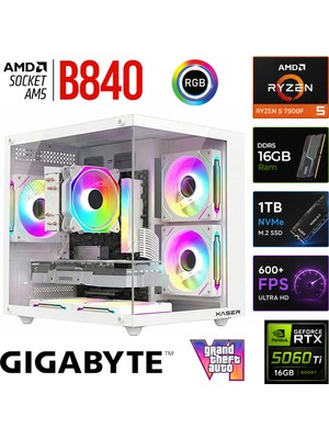 Xaser Monark X60 Ryzen 5 7500F/16GB RTX5060 Ti/1tb M.2 Nvme SSD /16GB Ddr5 Beyaz-Gaming Oem Oyuncu Paket