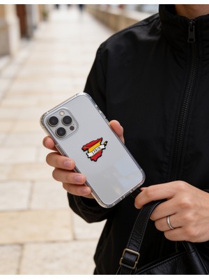 Zaytoon Ispanya Bayraklı Haritası Telefon Sticker – 3D Metal Tasarım, Arka Süs A300145