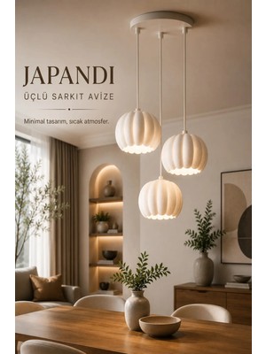 Japandi Üçlü Sarkıt Avize Minimal Modern Tavan Aydınlatması