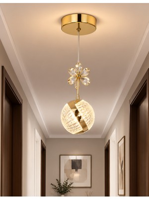 Trend Rose Tekli Perla Gold 3 Renk Modlu Kristal Taşlı Ledli Sarkıt Avize