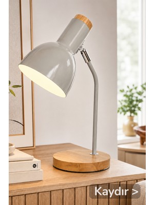 Vivido Home Ahşap Nordic Gri Masa Lambası
