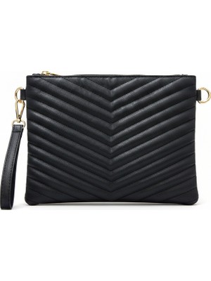 Sanmorris Kadın Suni Deri Siyah Mat Ayarlanabilir Çapraz Ve El Askılı Portföy, Clutch Çanta
