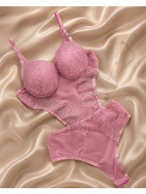 Megan Pembe Dolgulu Bodysuit
