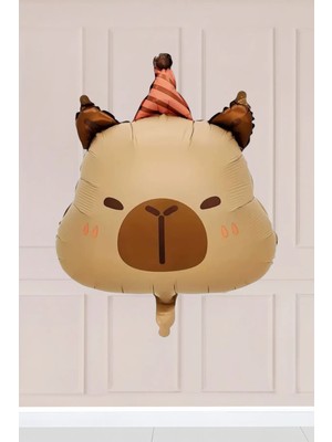 Atölye Mi Şapkalı Kapibara Folyo Balon Capybara Konsept Folyo Balon