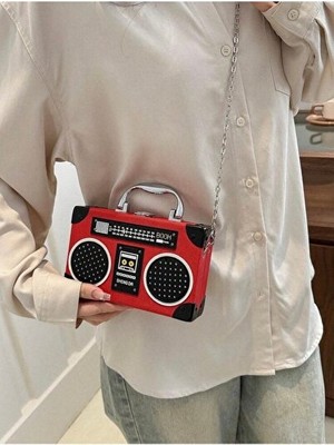 Marvielle Kırmızı Renkli Radyo Tasarımlı Mini Zincir Askılı Çanta - El Çantası