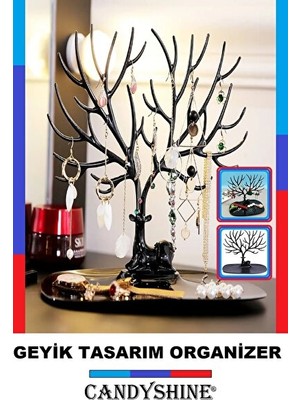 Marvielle Çok Amaçlı Takı ve Mücevher Standı, Siyah Modern Tasarım - Makyaj & Takı Organizeri