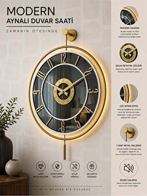 Marvielle Modern Metal ve Gerçek Camlı 40X60CM - Duvar Saati