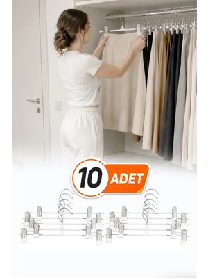 Omilife 10 Adet Metal Pantolon Askısı Mandallı Klipsli Etek Askısı Dolap Içi Kıyafet Düzenleyici