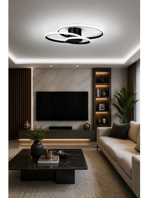 Legacy Sole Modern Tasarım Antrasit Renk Salon - Mutfak - Hol Beyaz LED 3 Lü Avize