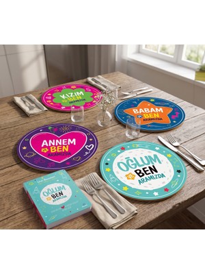 Nesnel Gift Oğlum ve Ben Aramızda Günlük ve Aramızda 4'lü Supla Seti Uv Baskı 30 cm Mdf