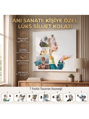Kutup Yıldızı Tasarım Atölyesi Anı Sanatı: Kişiye Özel Lüks Silüet Kolaj Tablo | 3D Kabartma ve Vernik Detaylı Premium Ahşap Tasarım
