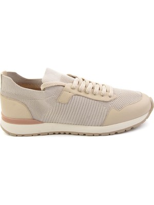 Bambi Bej Hakiki Deri Erkek Sneaker E01730580382