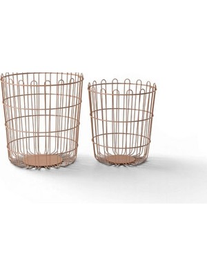 Marvielle Terracotta Renkli Metal Çift Seti, Şık ve Dayanıklı - Çamaşır Sepeti