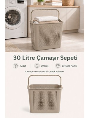 Marvielle Taşınabilir Çok Amaçlı Çamaşır ve Düzenleyici Sepet, Kulplu Plastik - Çamaşır Sepeti