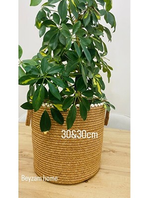 Marvielle Hasır Saksılık ve Oyuncak Sepeti - 30X30 cm Çok Amaçlı Saklama Çözümü - Sepet