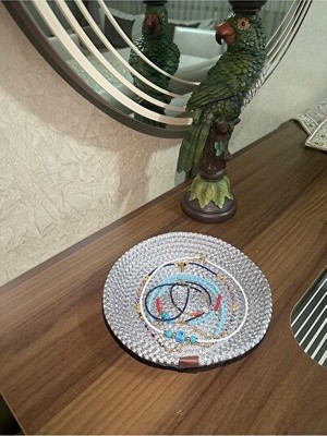 Marvielle Gri Jüt Hasır Takı ve Anahtarlık Düzenleyici, Şık ve Pratik - Sepet