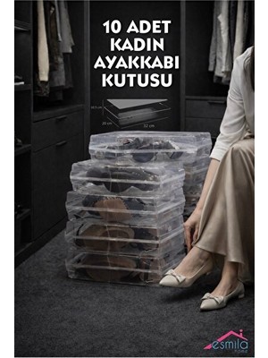 Marvielle Şeffaf Kadın Ayakkabı 'lu Set ile Düzenli Saklama - Sepet