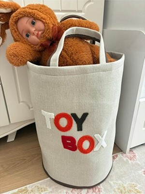 Marvielle Nakışlı Keten Eva Organizer Sepet, Dekoratif ve Dik Duran Çok Amaçlı - Çamaşır Sepeti